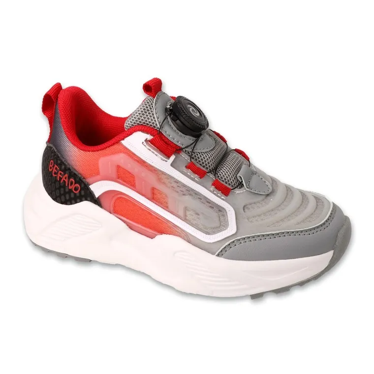 Buty sportowe chłopięce, szaro-czerwone, Befado