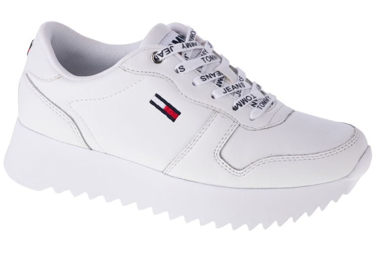 Buty sportowe damskie, białe, Tommy Hilfiger High Cleated Leather