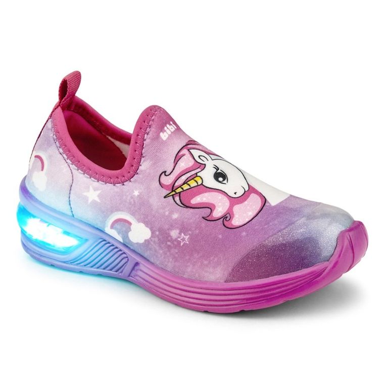 Buty sportowe dziewczęce, slip on, mix, świecąca podeszwa, Bibi Shoes