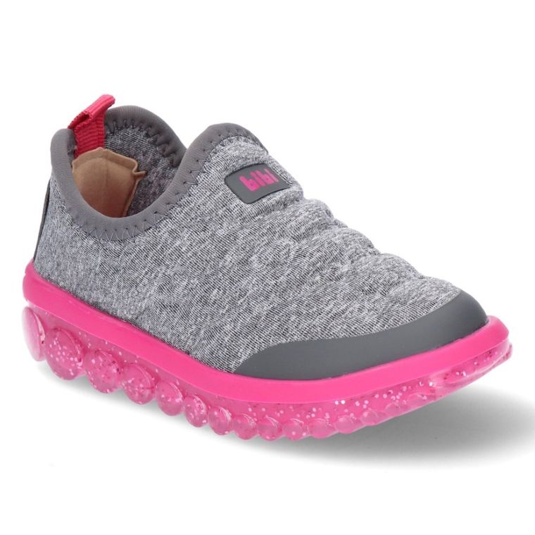 Buty sportowe dziewczęce, slip on, szare, Bibi Shoes