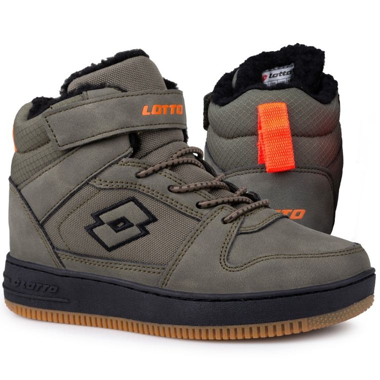 Buty zimowe dziecięce, ocieplane, khaki, Lotto