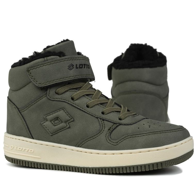 Buty zimowe dziecięce, ocieplane, khaki, Lotto