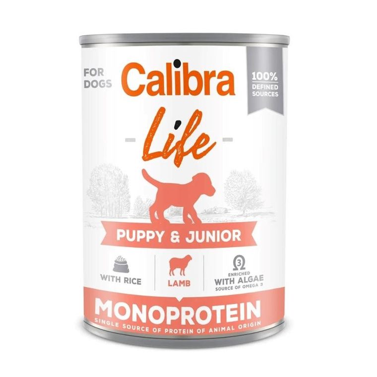 Calibra, Life, Puppy-Junior, jagnięcina z ryżem, mokra karma dla psów, 400g