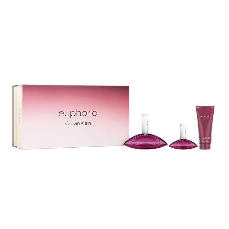 Calvin Klein, Euphoria, zestaw: woda perfumowana, spray, 100 ml + woda perfumowana, spray, 30 ml + balsam do ciała, 100 ml