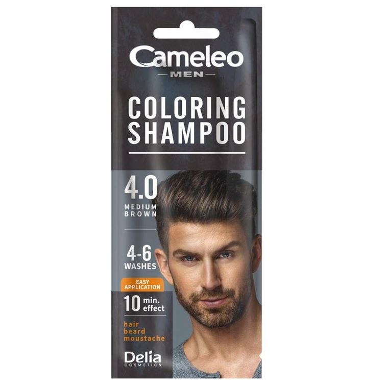 Cameleo, Men Coloring Shampoo, szamponetka koloryzująca dla mężczyzn, nr 4.0 Średni Brąz, 15 ml