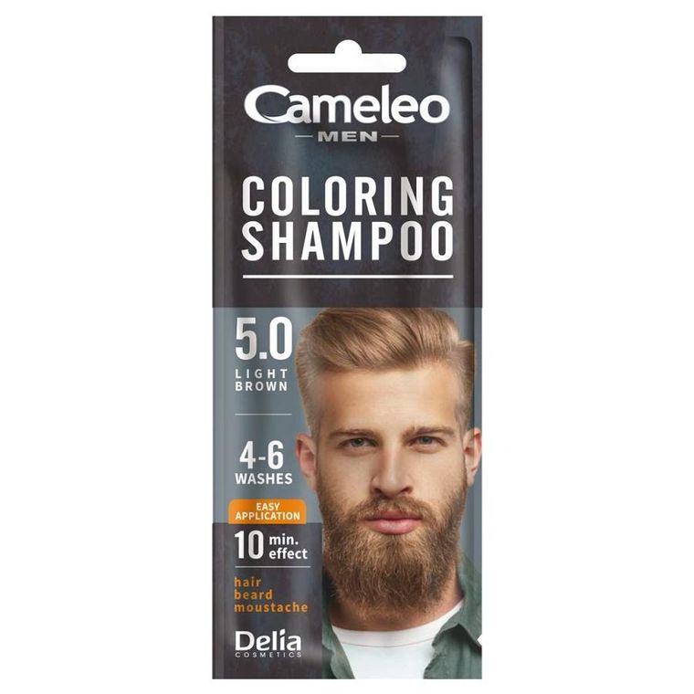 Cameleo, Men Coloring Shampoo, szamponetka koloryzująca dla mężczyzn, nr 5.0 Jasny Brąz, 15 ml