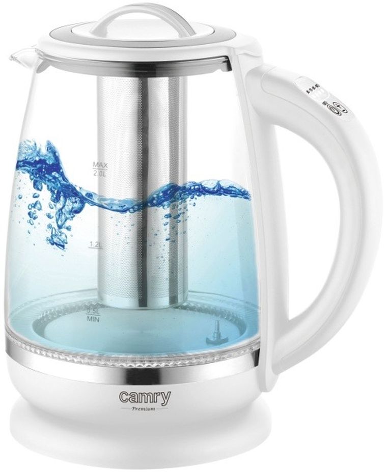 Camry, czajnik szklany z zaparzaczem oraz regulacją temperatury, 2l, 60–100°C