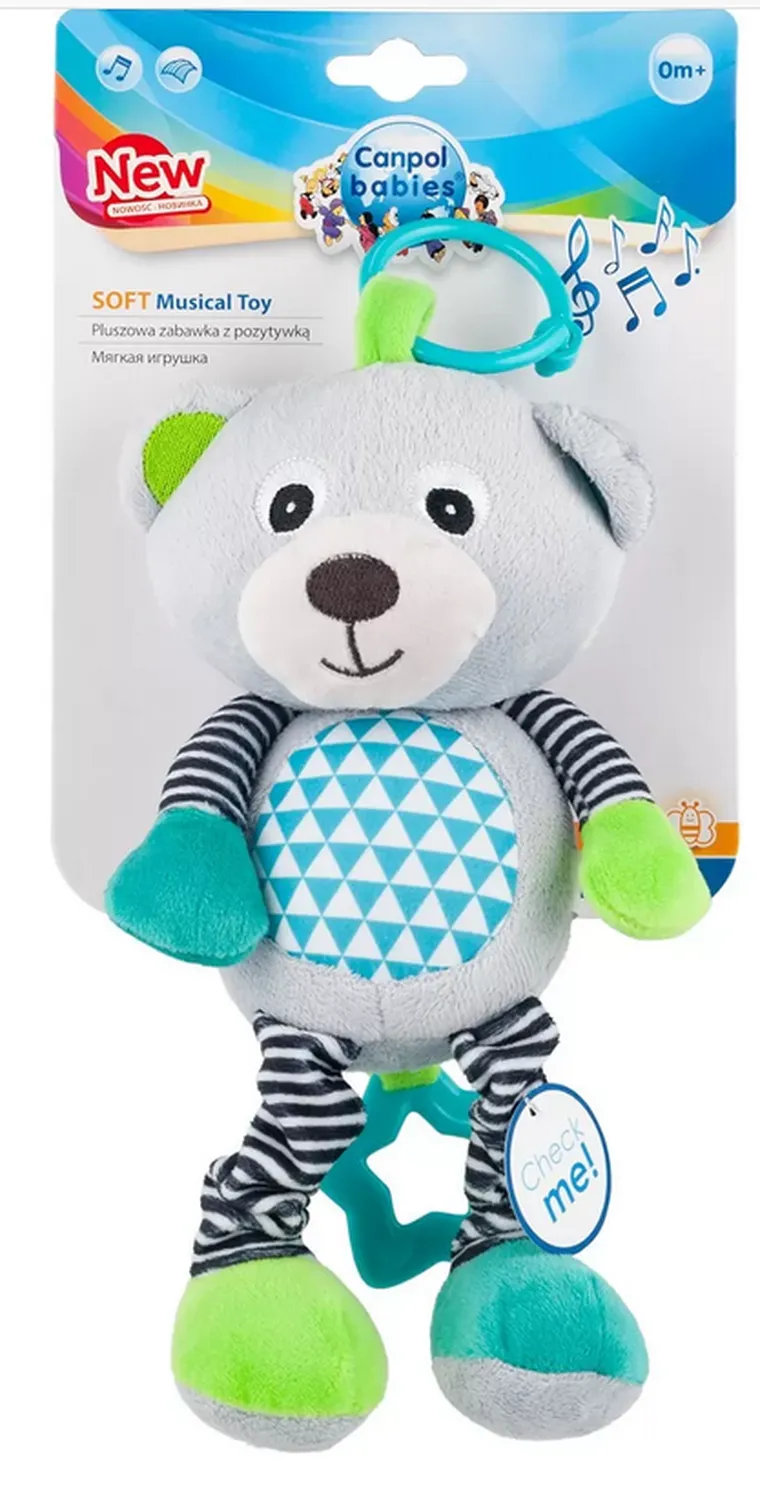 Canpol babies, Bears, pluszowa zabawka z pozytywką, szara