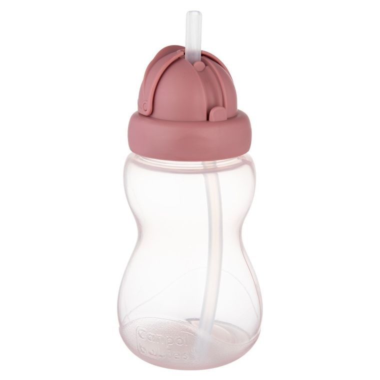 Canpol babies, bidon ze składaną rurką, różowy, 270 ml