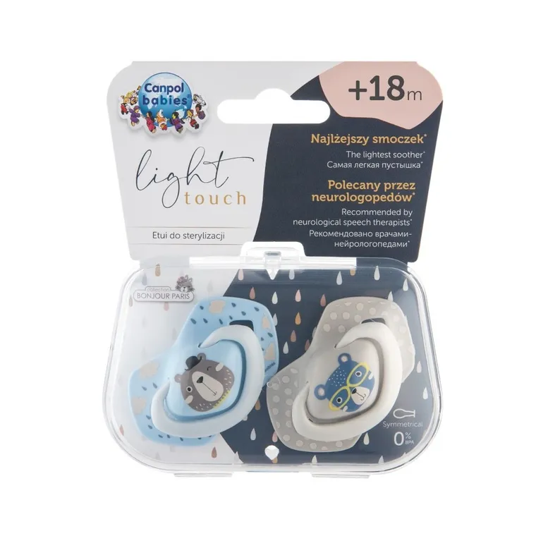 Canpol babies, Bonjour Paris, smoczek uspokajający, silikonowy, symetryczny, 18m+, 2 szt., niebieski