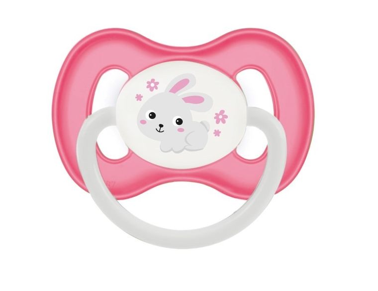Canpol babies, Bunny&Company, smoczek uspokajający, silikonowe, symetryczny, 18m+, różowy