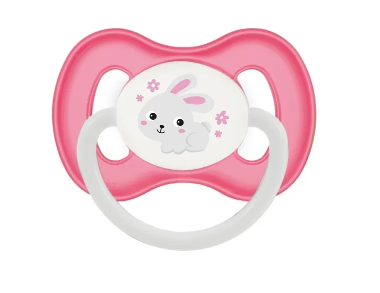 Canpol babies, Bunny&Company, smoczek uspokajający, silikonowe, symetryczny, 6-18m, różowy