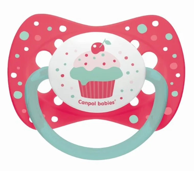 Canpol babies, Cupcake, smoczek uspokajający, silikonowy, symetryczny, 0-6m, różowy