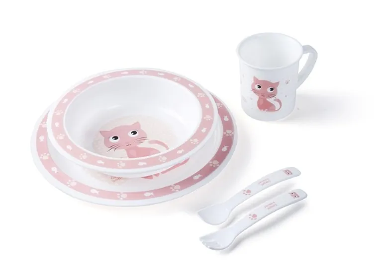 Canpol babies, Cute Animals, kotek, plastikowy zestaw obiadowy