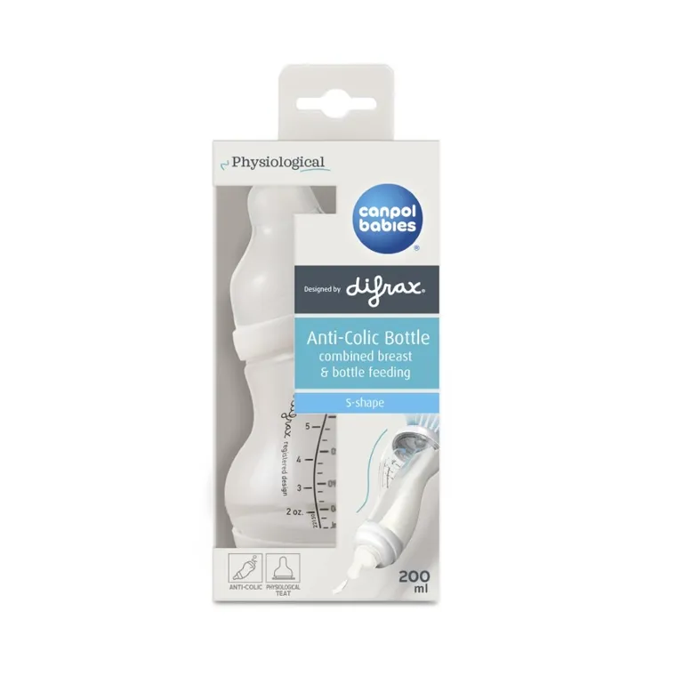 Canpol babies, Difrax, S-Shape, butelka antykolkowa, szeroka, 200 ml