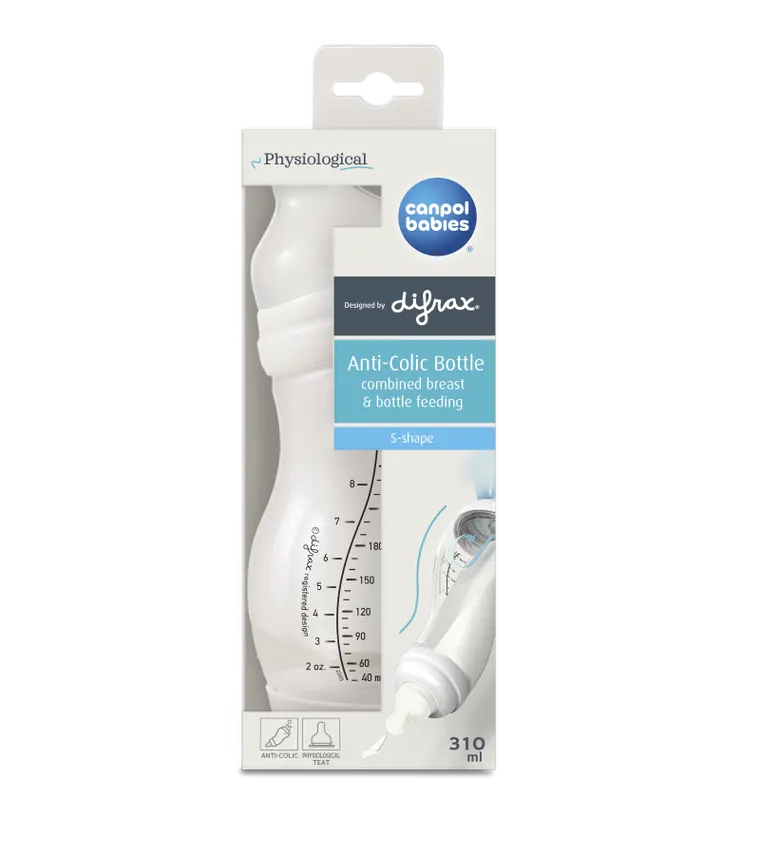 Canpol babies, Difrax, S-Shape, butelka antykolkowa, szeroka, 310 ml