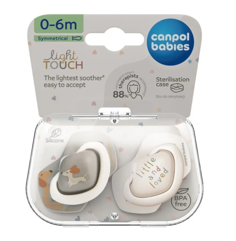 Canpol babies, Dogs, smoczek silikonowy, symetryczny, 0-6 m, 2 szt.