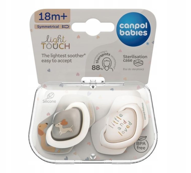 Canpol babies, Dogs, smoczek silikonowy, symetryczny, 18m+, 2 szt.
