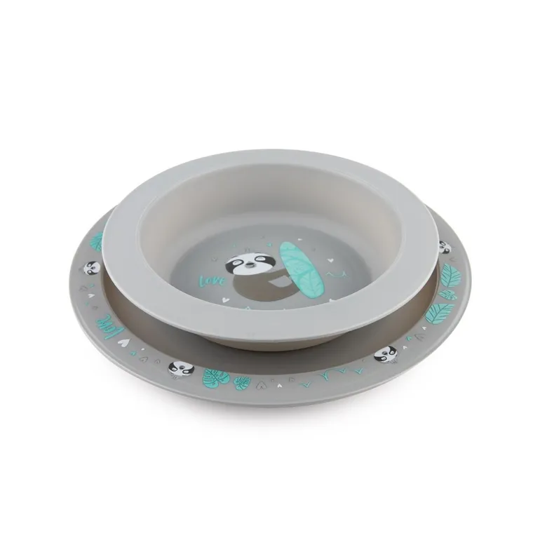 Canpol babies, Exotic Animals, talerz z miseczką, zestaw, szary