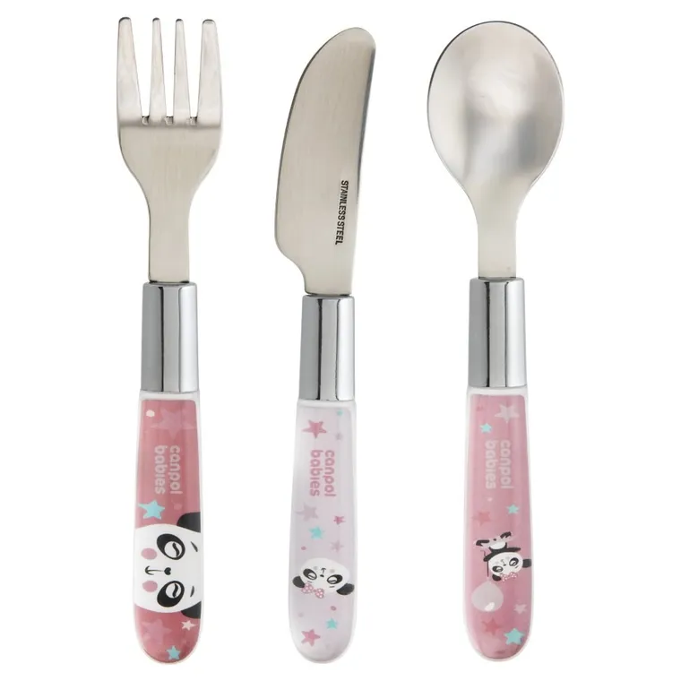 Canpol babies, Exotic Animals, zestaw sztućców ze stali nierdzewnej, róż
