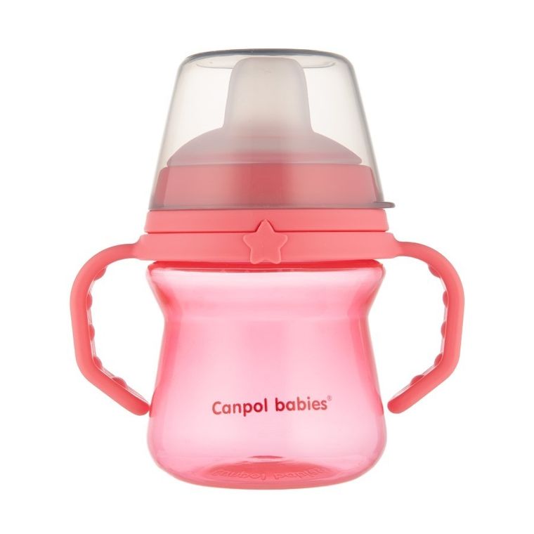 Canpol babies, FirstCup, kubek z silikonowym ustnikiem, różowy, 150ml