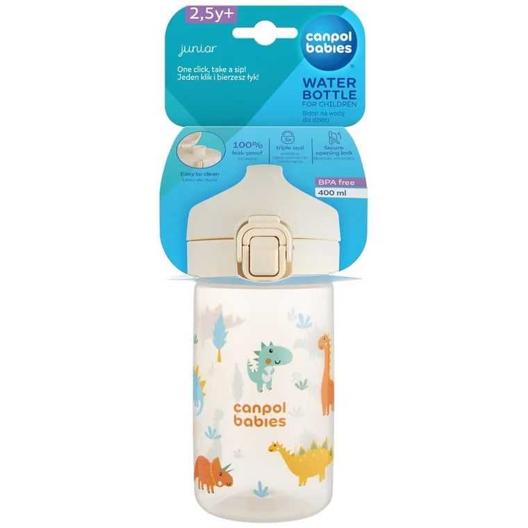 Canpol babies, Junior, bidon na wodę dla dzieci, beżowy, 400 ml