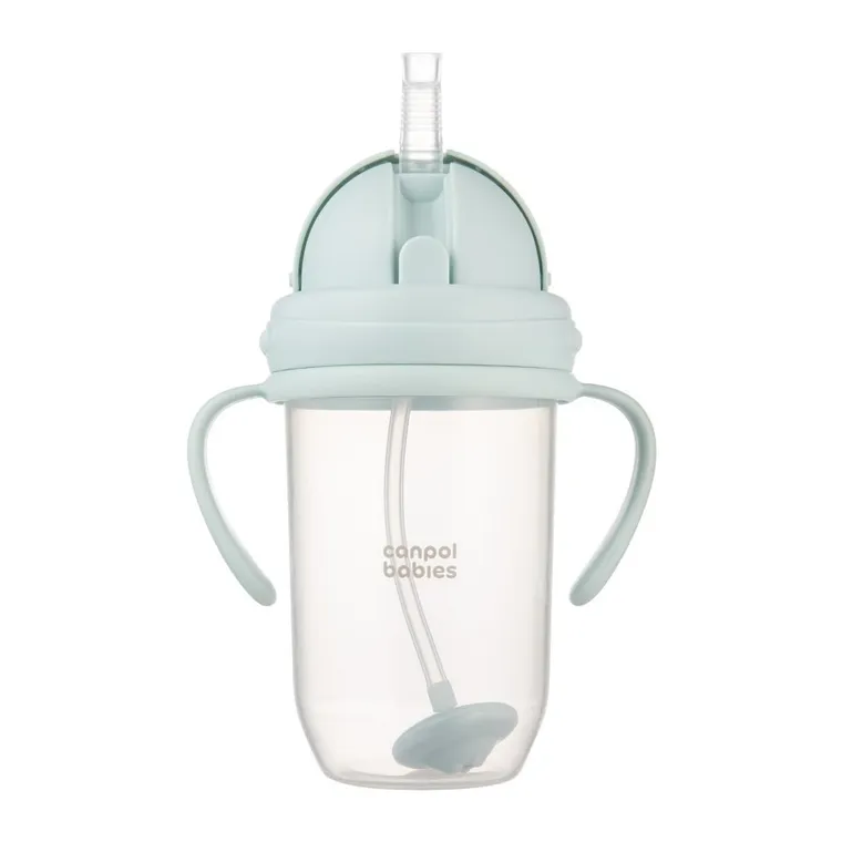 Canpol babies, kubek niekapek, z rurką i odważnikiem, zielony, 270 ml