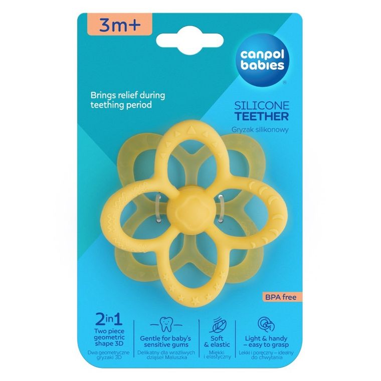 Canpol babies, Kwiatek, gryzak sensoryczny silikonowy, 2w1