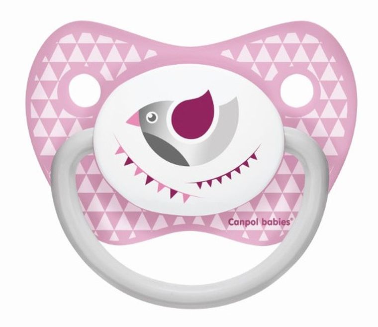 Canpol babies, Let's Celebrate, smoczek uspokajający, silikonowy, anatomiczny, 0-6m, różowy