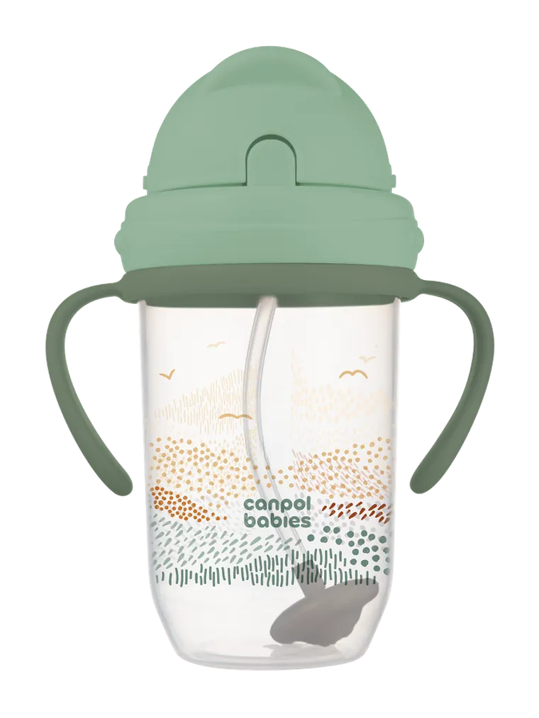 Canpol babies, Mountains, kubek niekapek z rurką i odważnikiem, zielony, 270 ml