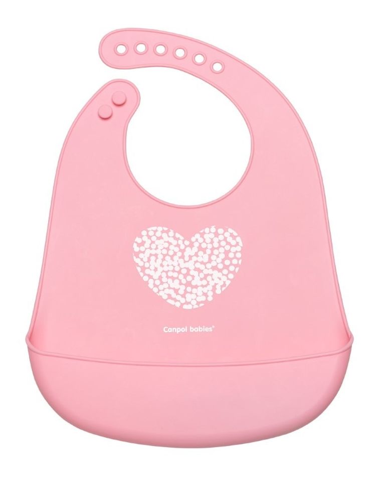 Canpol babies, Pastelove, śliniak silikonowy z kieszenią, różowy