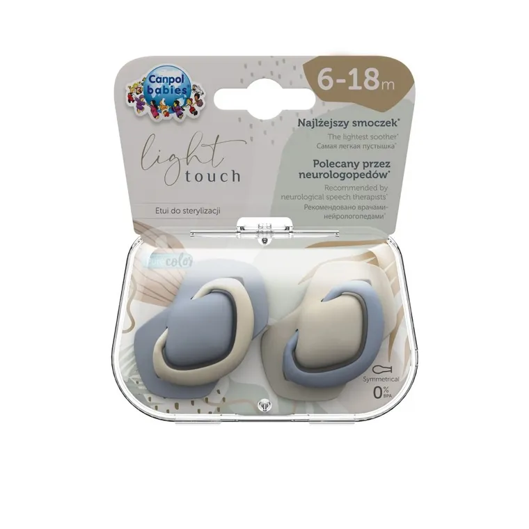 Canpol babies, Pure, smoczek uspokajający, silikonowy, symetryczny, 6-18m, 2 szt., niebieski