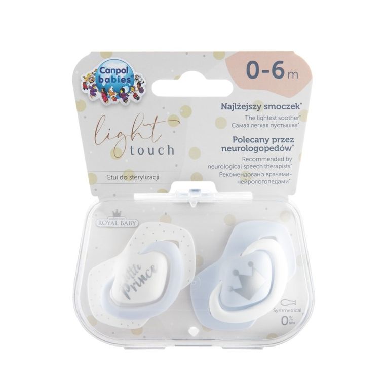 Canpol babies, Royal Baby, smoczek uspokajający, silikonowy, symetryczny, 0-6m, 2 szt., niebieski