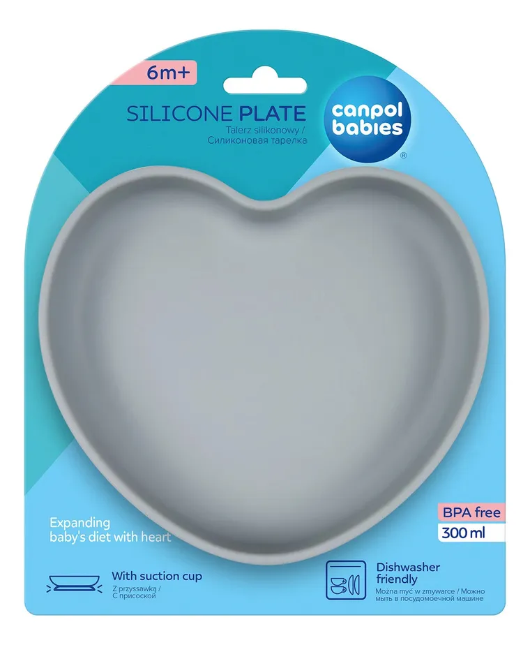 Canpol babies, Serce, talerz silikonowy z przyssawką, niebieski