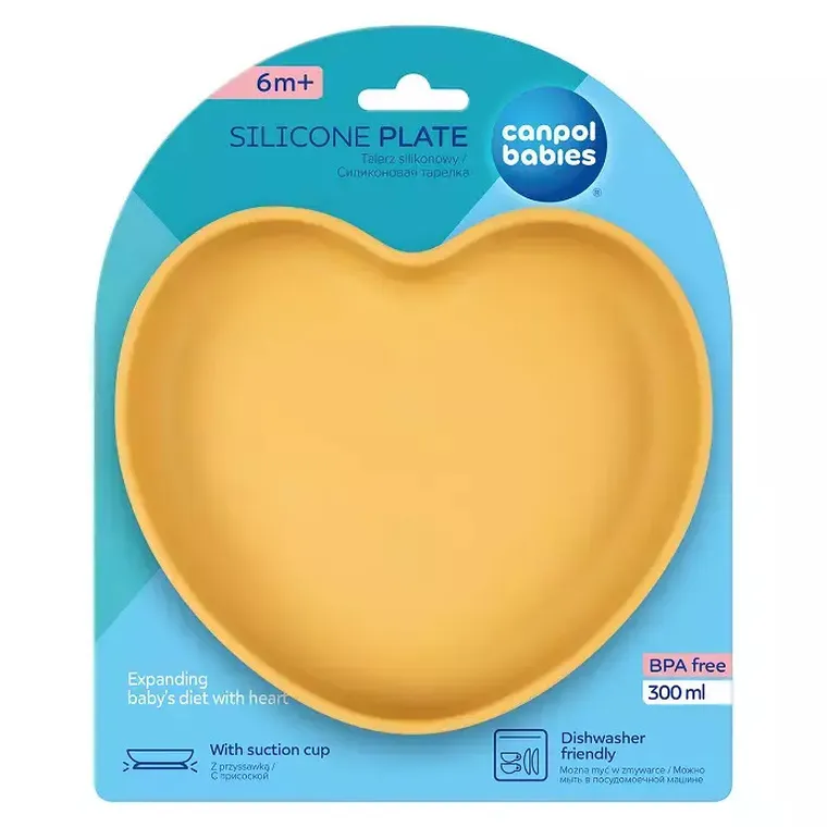 Canpol babies, Serce, talerz silikonowy z przyssawką, żółty
