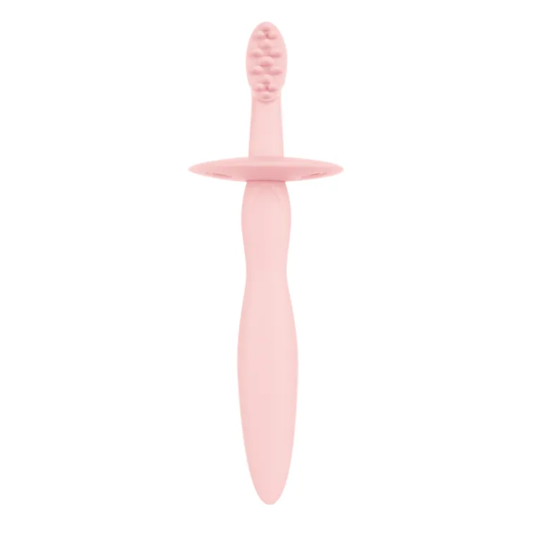 Canpol babies, silikonowa szczoteczka, gryzaczek z ogranicznikiem, różowa