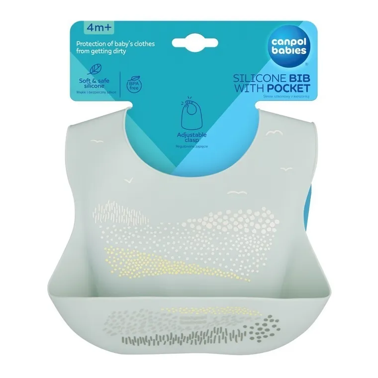 Canpol babies, śliniak silikonowy z kieszonką, green