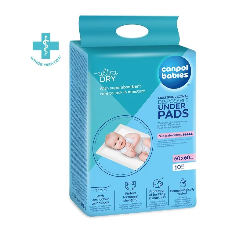 Canpol babies, wielofunkcyjne podkłady higieniczne, 60-60 cm, 10 szt.