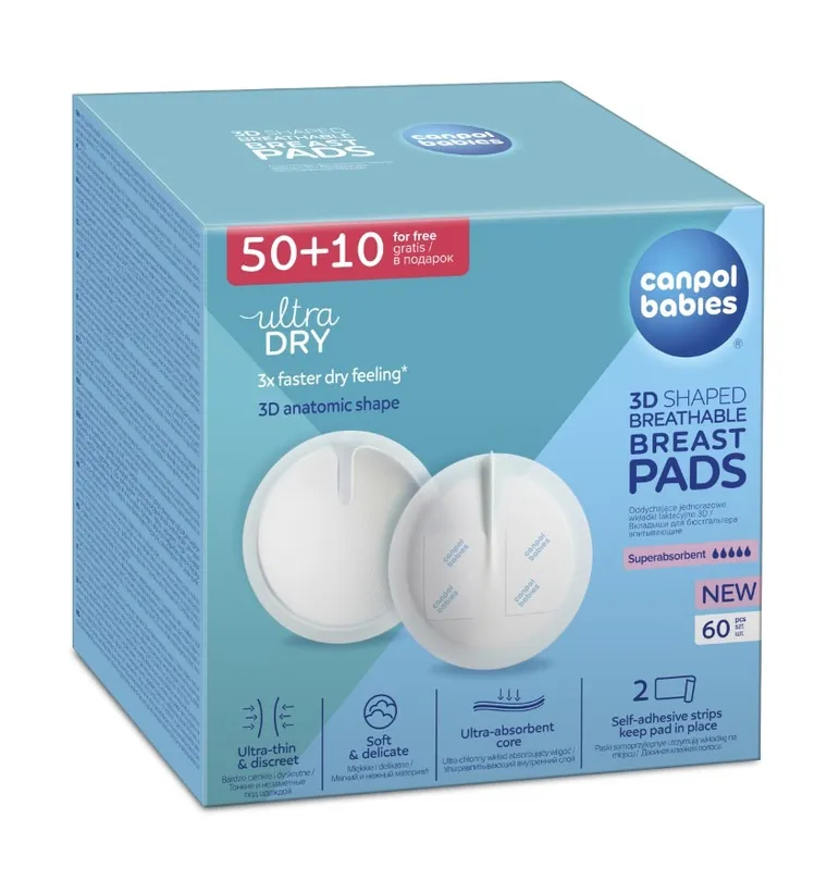 Canpol babies, wkładki laktacyjne z paskiem samoprzylepnym - wyrób medyczny, 60 szt.
