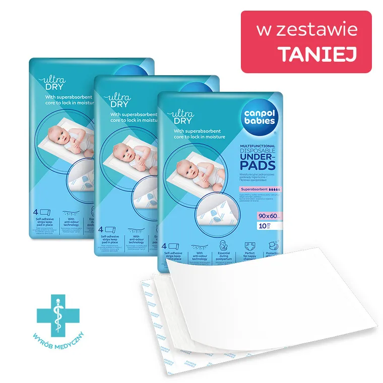 Canpol babies, zestaw: podkłady higieniczne, 90-60 cm, 30 szt.