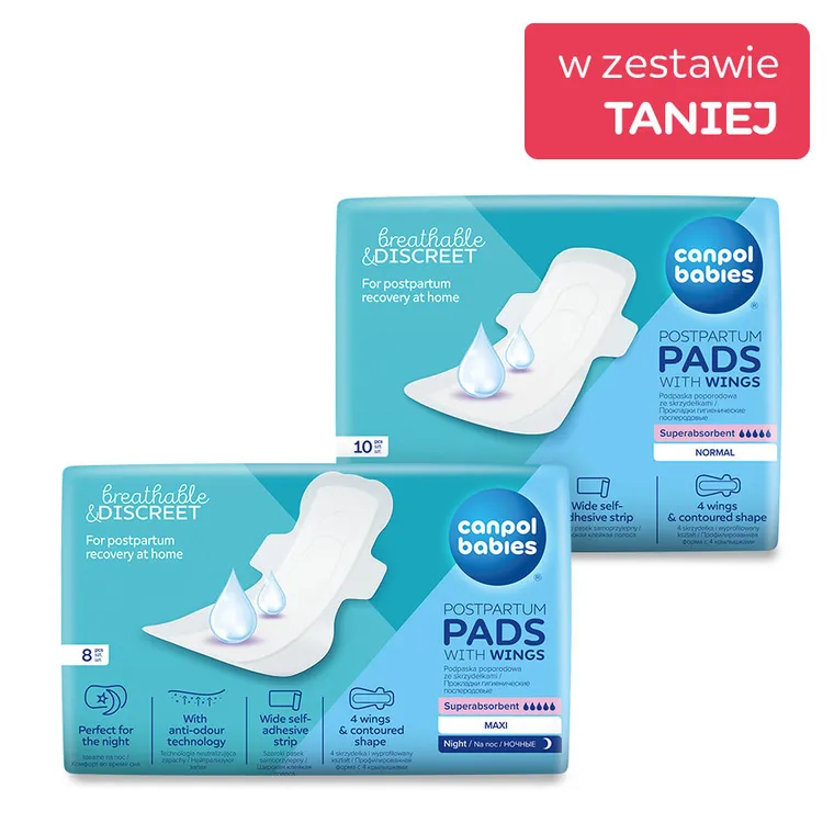 Canpol babies, zestaw: podpaski poporodowe zestaw na dzień + na noc