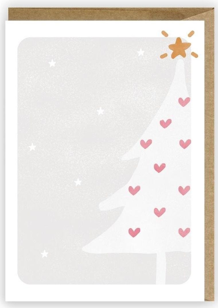 Cardie, kartka, Boże Narodzenie, pastelowa choinka