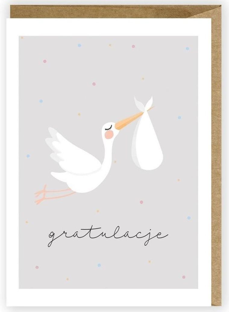 Cardie, kartka okolicznościowa A6, Bocian,