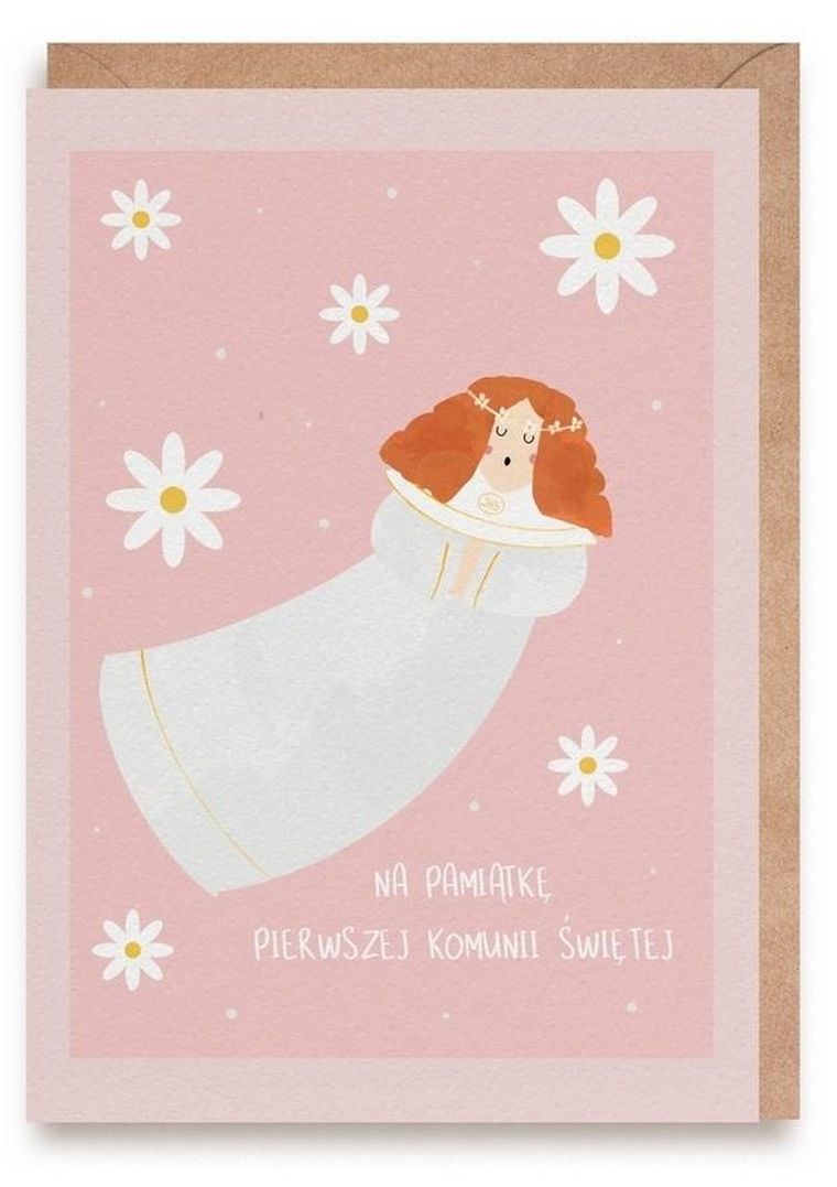 Cardie, kartka okolicznościowa A6, Komunia dziewczynka