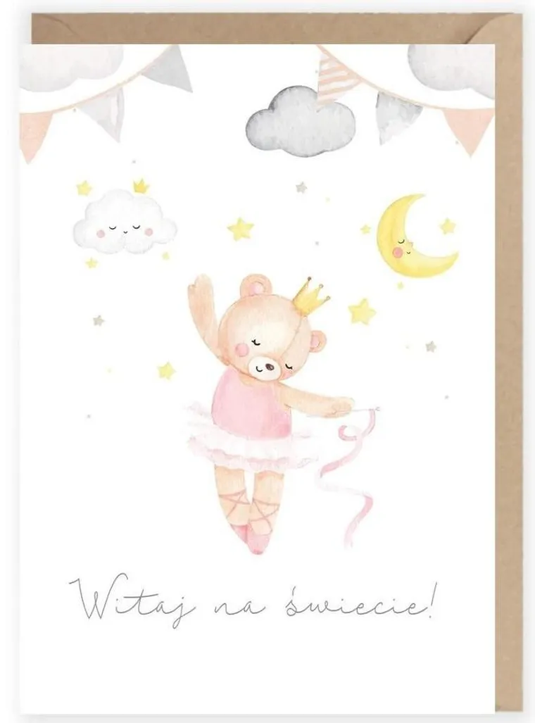 Cardie, kartka okolicznościowa A6, z okazji narodzin, dziewczynka