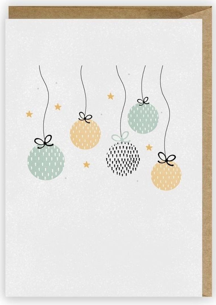 Cardie, kartka okolicznościowa, Bombki, eko koperta