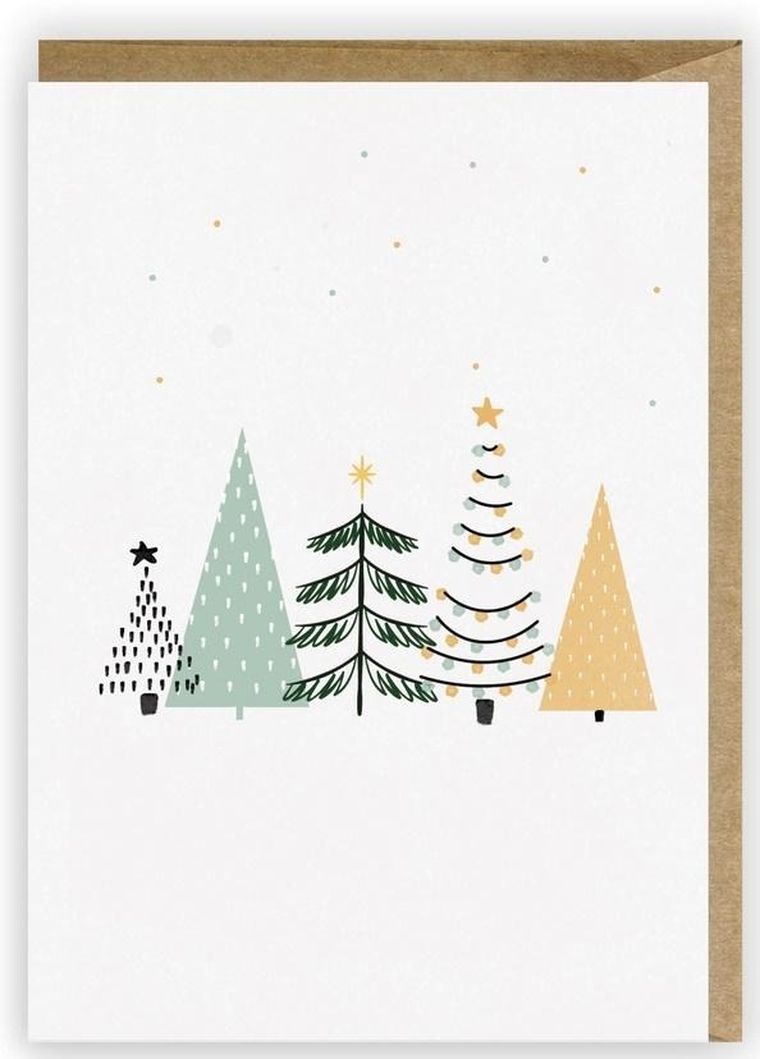 Cardie, kartka okolicznościowa, Choinki, eko koperta