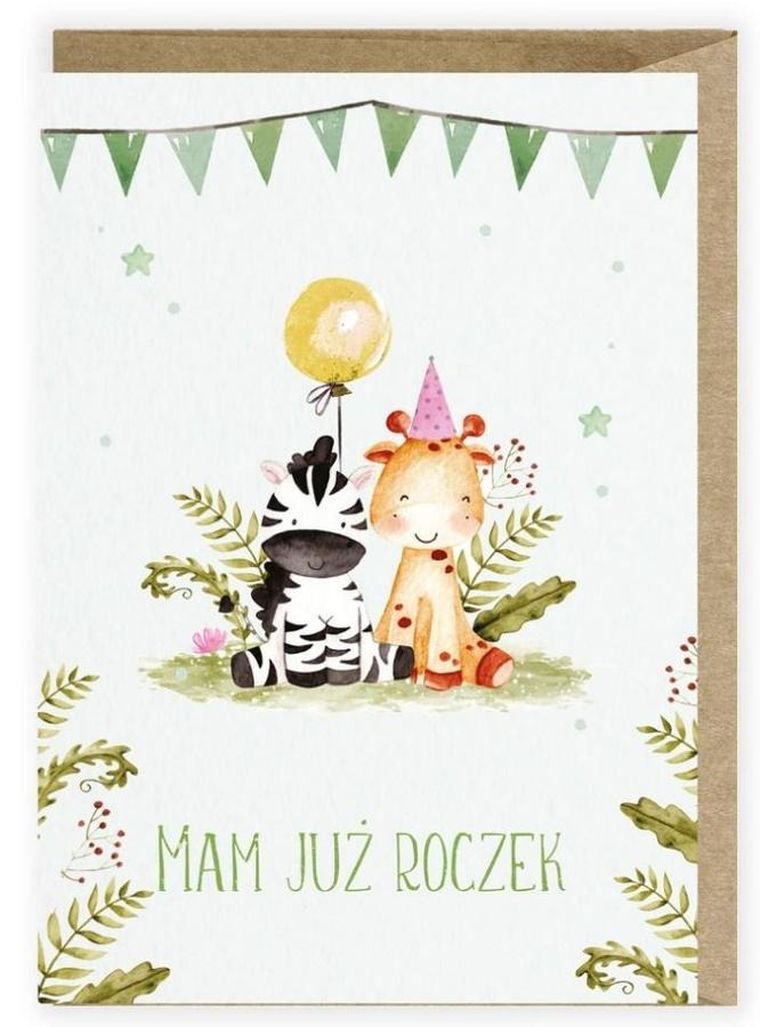 Cardie, kartka urodzinowa, Roczek, safari
