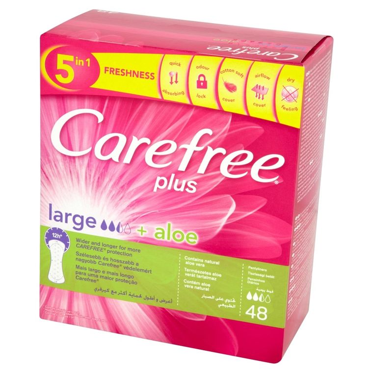 Carefree, Plus Large Aloe, wkładki higieniczne, 48 szt.