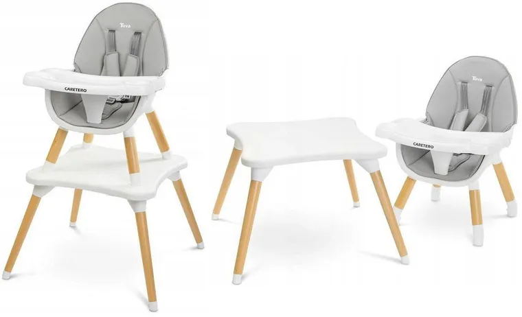 Caretero, Tuva, krzesełko do karmienia, 2w1, szare